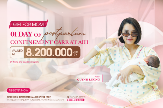 GIFT FOR MOM: 1 DAY OF POSTPARTUM CONFINEMENT CARE AT AIH – VALUED AT VND 8,200,000
