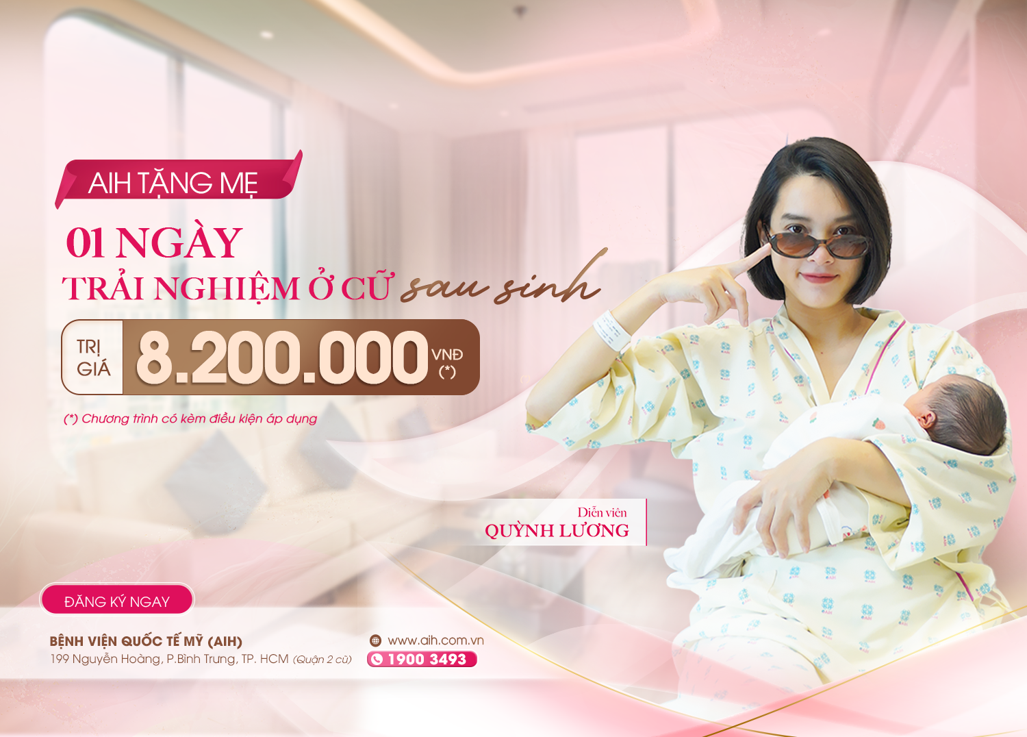 TẶNG MẸ 01 NGÀY TRẢI NGHIỆM Ở CỮ SAU SINH TẠI AIH - TRỊ GIÁ 8.200.000 VNĐ