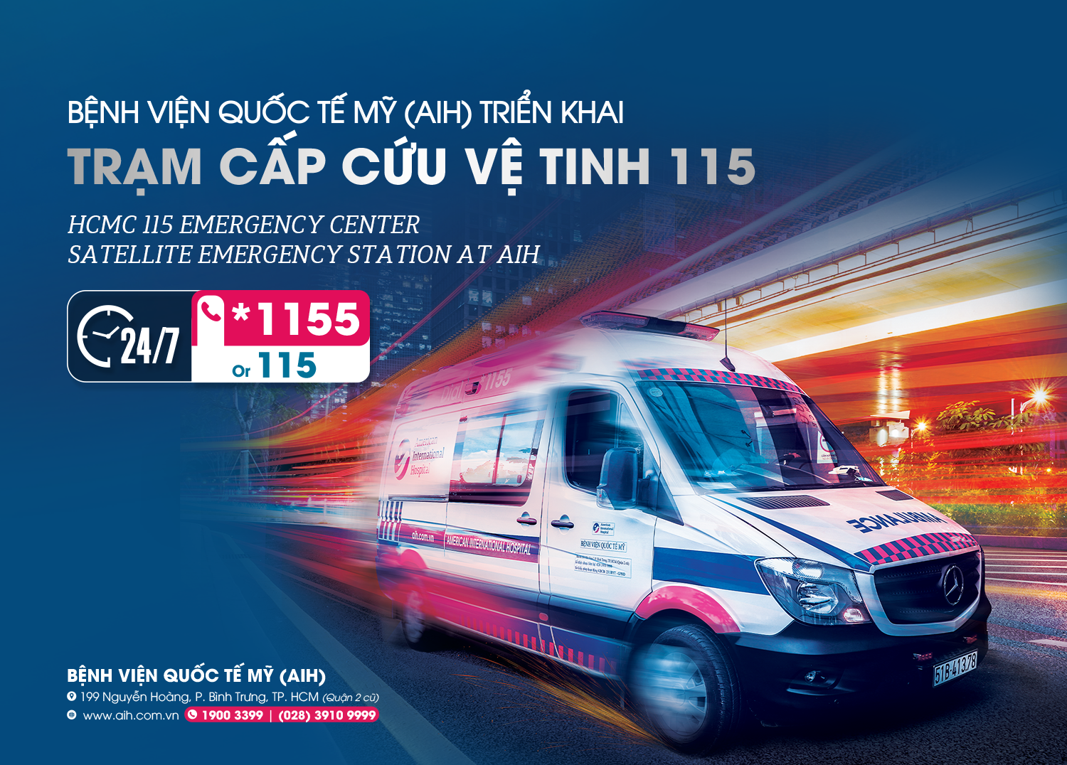 BỆNH VIỆN QUỐC TẾ MỸ (AIH) TRIỂN KHAI TRẠM CẤP CỨU VỆ TINH 115