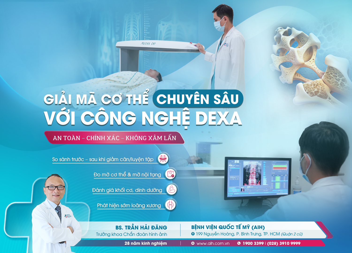 CHĂM SÓC SỨC KHỎE CÁ NHÂN HÓA: TRẢI NGHIỆM ĐÁNH GIÁ THÀNH PHẦN CƠ THỂ TẠI AIH VỚI CÔNG NGHỆ DEXA
