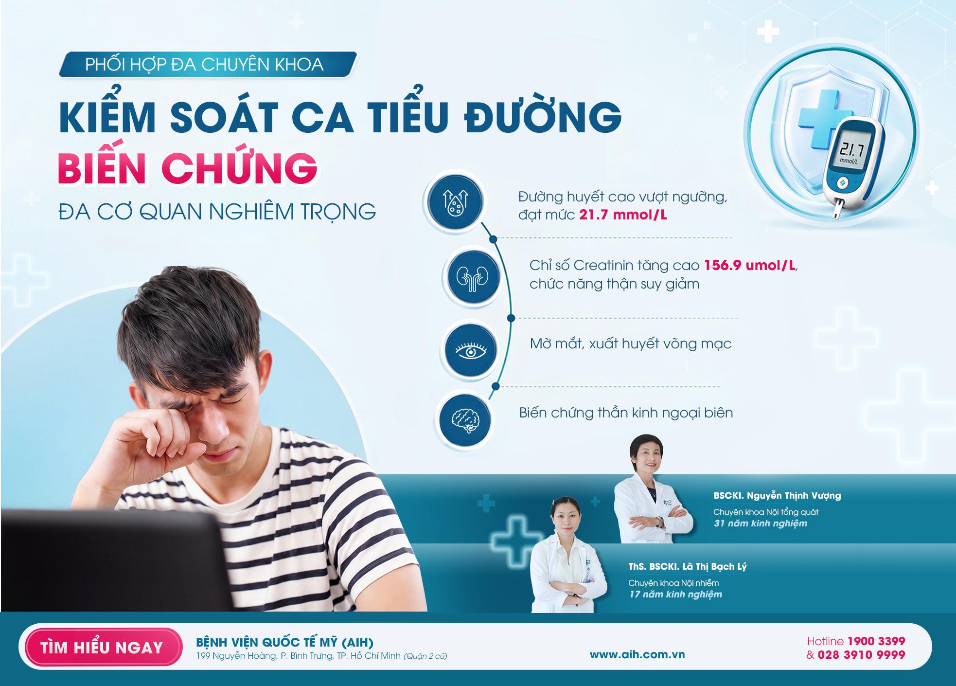 PHỐI HỢP ĐA CHUYÊN KHOA GIÚP KIỂM SOÁT CA TIỂU ĐƯỜNG BIẾN CHỨNG ĐA CƠ QUAN NGHIÊM TRỌNG