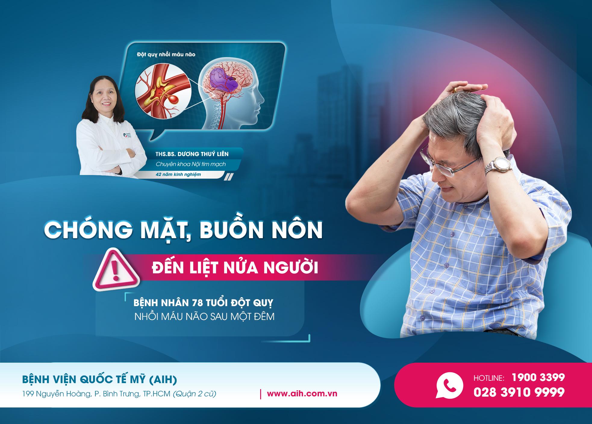 CHÓNG MẶT, BUỒN NÔN ĐẾN LIỆT NỬA NGƯỜI, BỆNH NHÂN 78 TUỔI ĐỘT QUỴ NHỒI MÁU NÃO SAU MỘT ĐÊM