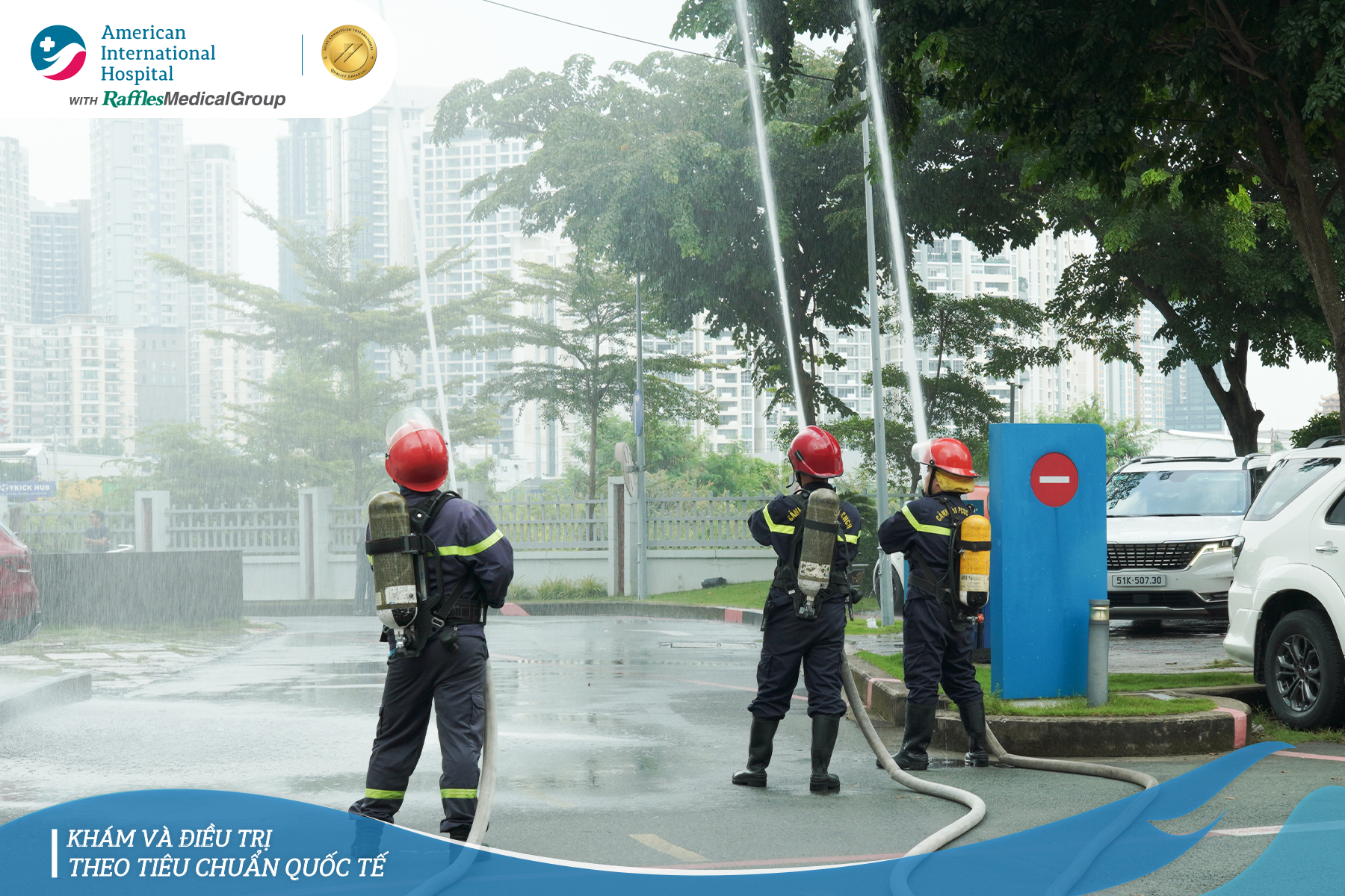 BỆNH VIỆN QUỐC TẾ MỸ (AIH) TĂNG CƯỜNG NĂNG LỰC ỨNG PHÓ KHẨN CẤP QUA HUẤN LUYỆN VÀ DIỄN TẬP PHÒNG CHÁY, CHỮA CHÁY