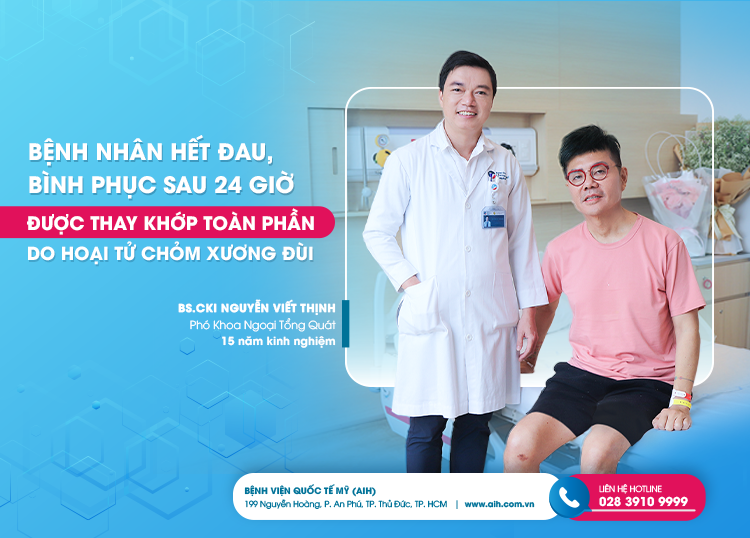 THE PATIENT IS FREE OF PAIN, RECOVERING AFTER 24 HOURS OF TOTAL ARTHROPLASTY DUE TO FEMORAL HEAD NECROSIS