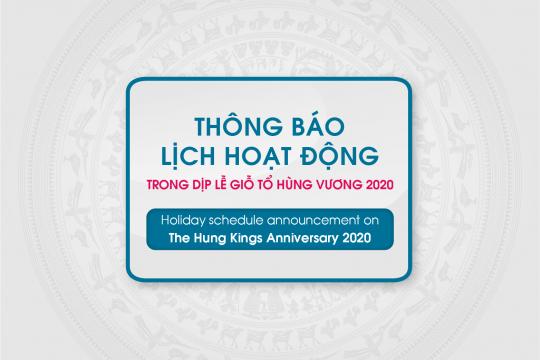 HOLIDAY SCHEDULE ANNOUNCEMENT ON THE HUNG KINGS ANNIVERSARY 2020