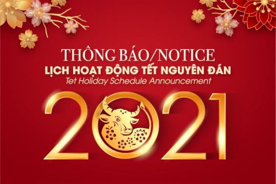 TET HOLIDAY 2021 SCHEDULE ANNOUNCEMENT