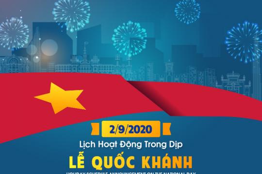 HOLIDAY SCHEDULE ANNOUNCEMENT ON THE NATIONAL DAY 2020