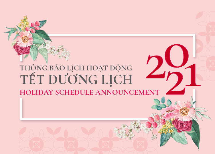THÔNG BÁO LỊCH HOẠT ĐỘNG TẾT DƯƠNG LỊCH 2021