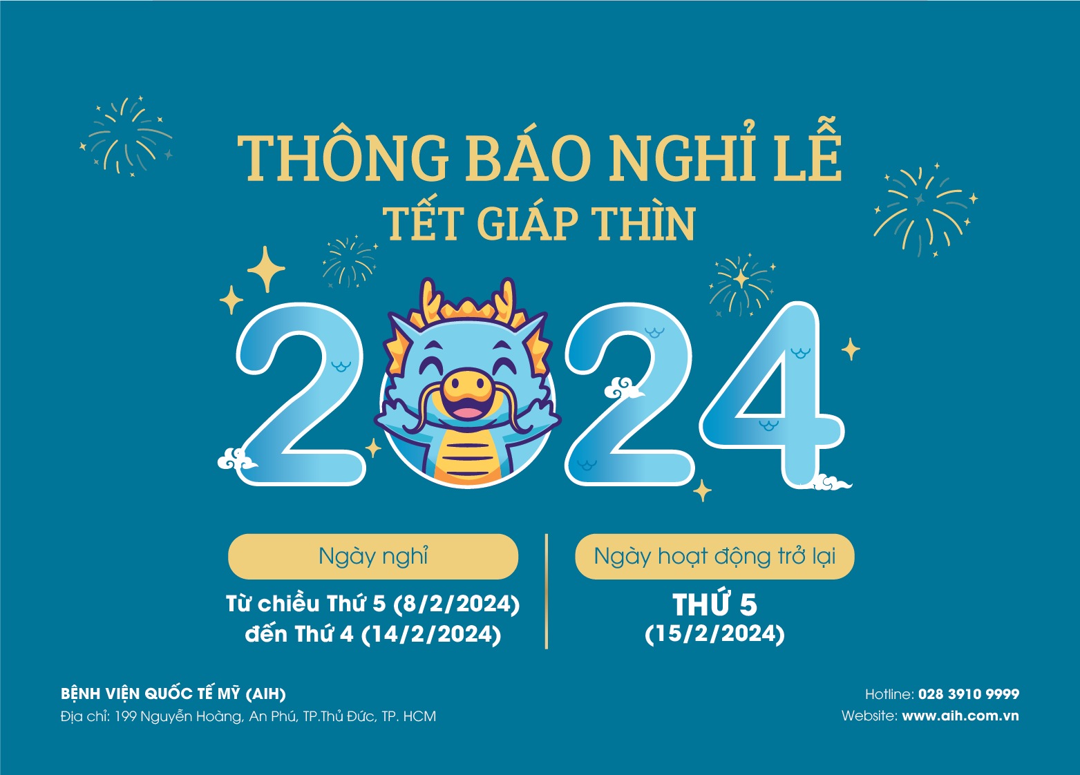 THÔNG BÁO LỊCH HOẠT ĐỘNG TẾT NGUYÊN ĐÁN – GIÁP THÌN 2024