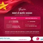 THÔNG BÁO LỊCH HOẠT ĐỘNG TRONG DỊP LỄ QUỐC KHÁNH 2/9/2026