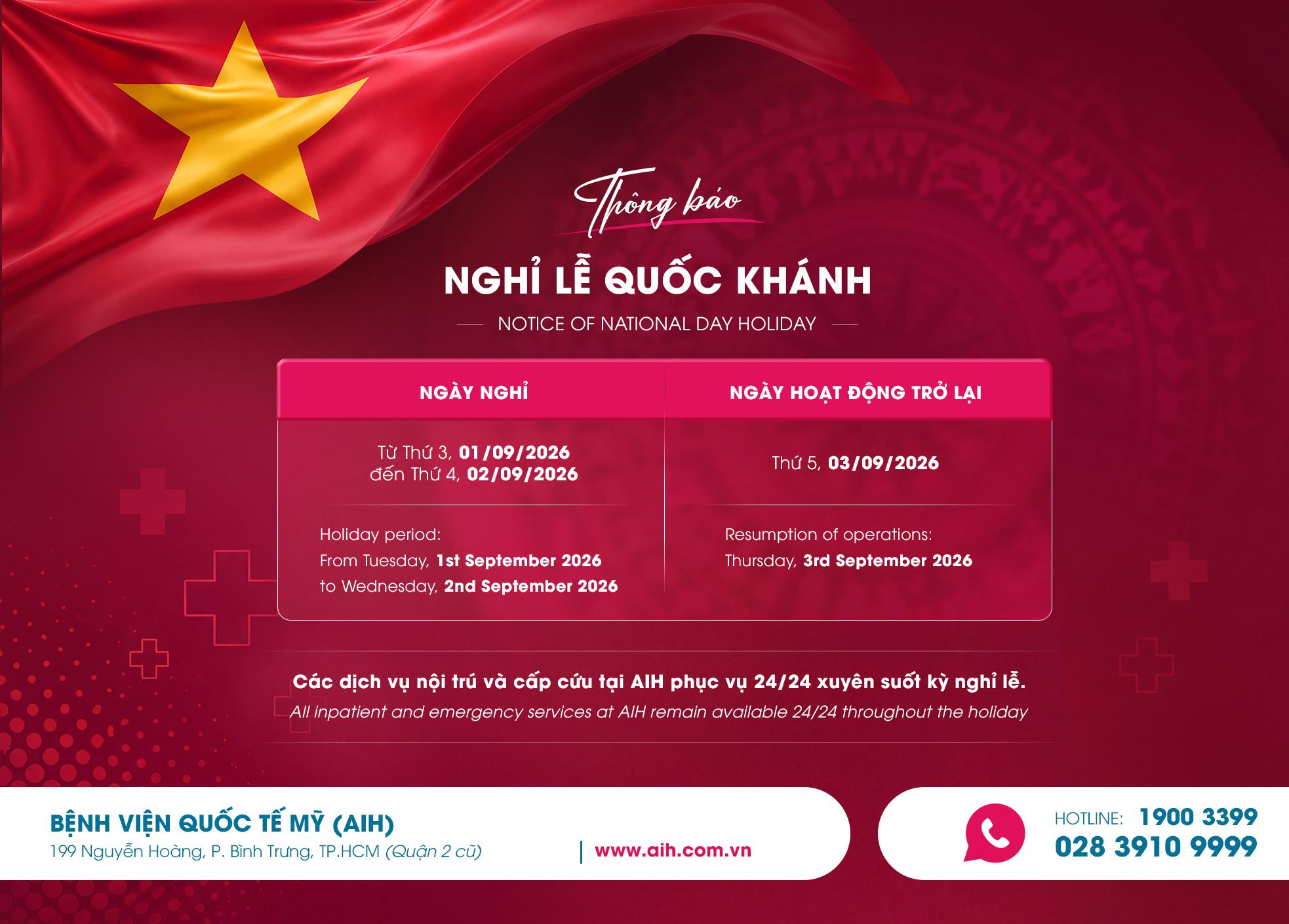 THÔNG BÁO LỊCH HOẠT ĐỘNG TRONG DỊP LỄ QUỐC KHÁNH 2/9/2026