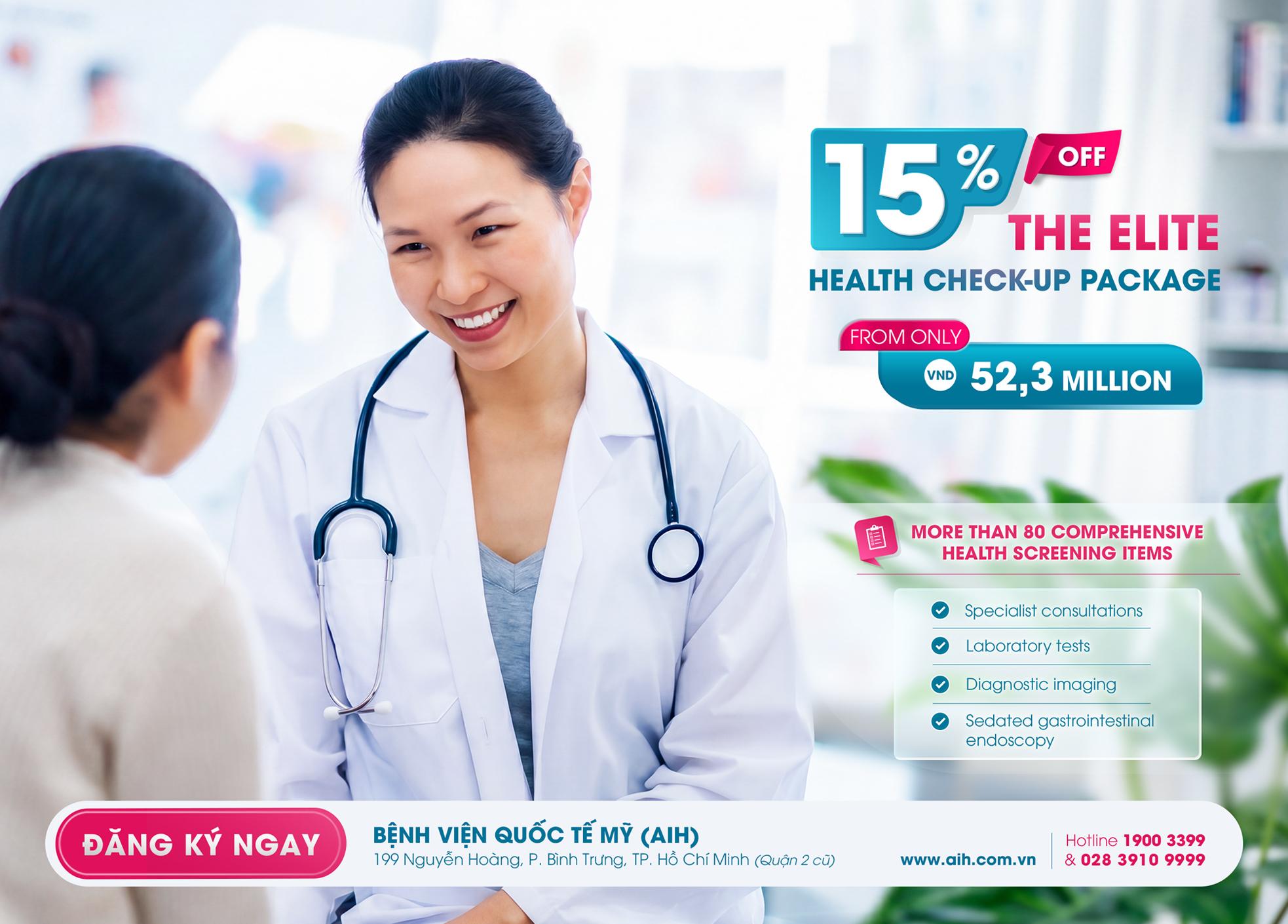 AIH INTRODUCES THE ELITE HEALTH CHECK-UP PACKAGE | 15% OFF – COMPREHENSIVE HEALTH SCREENING FROM ONLY VND 52.3 MILLION